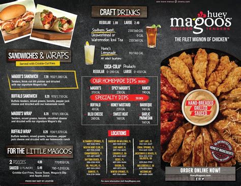 Huey magoo's menu with prices and pictures - There are 2 ways to place an order on Uber Eats: on the app or online using the Uber Eats website. After you’ve looked over the Huey Magoo's Chicken Tenders (Championsgate) menu, simply choose the items you’d like to order and add them to your cart. Next, you’ll be able to review, place, and track your order.